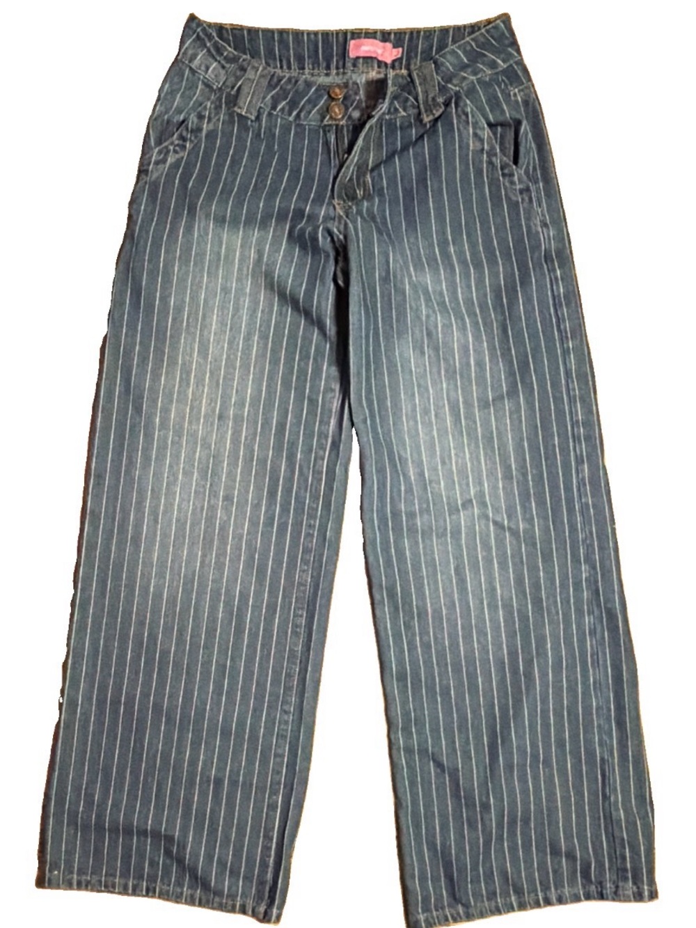 Edikted Pinstripe Low Rise Baggy Jeans Navy Wide Leg S